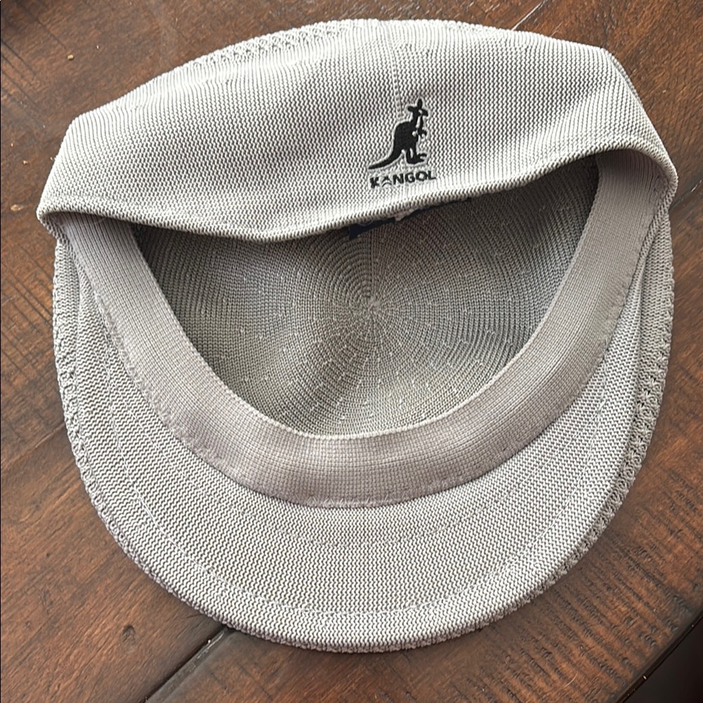 Kangol Gray Flat Cap with Textured Fabric